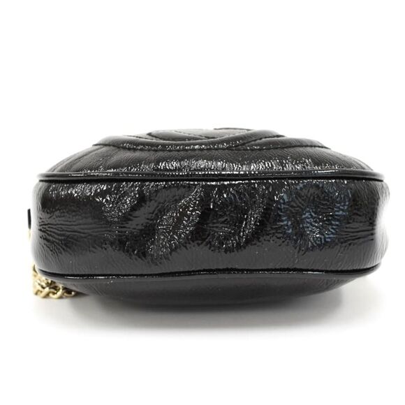 Gucci Chain Shoulder Bag Soho Interlocking GG Tassel Patent Leather Black - Picture 4 of 8